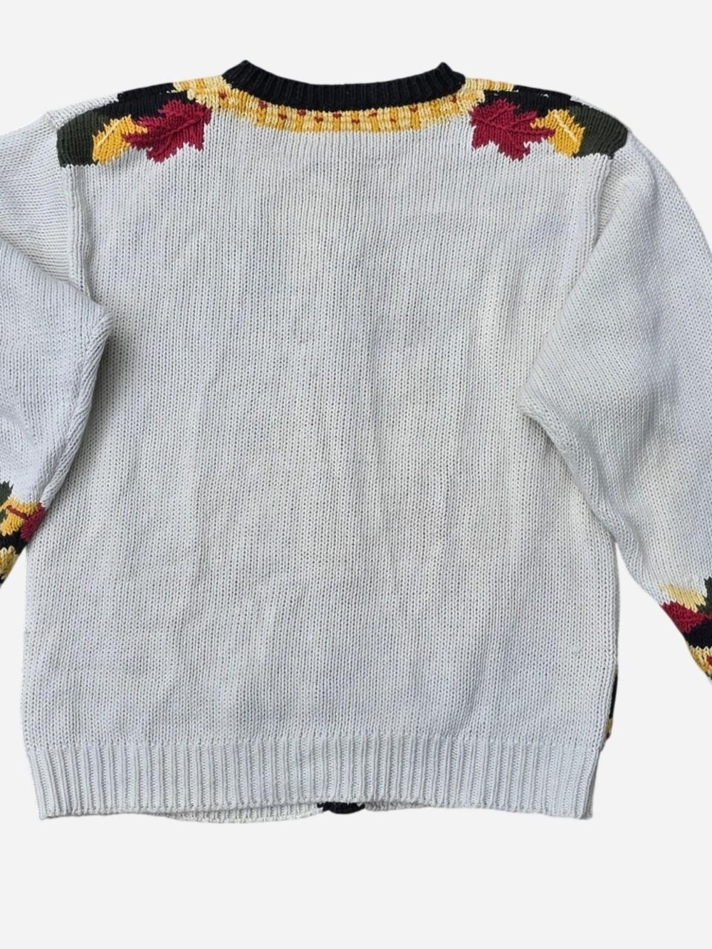 Vintage Orvis Autumn Leaves Intarsia Knit Cardigan Sweater Size L - Picture 8 of 8
